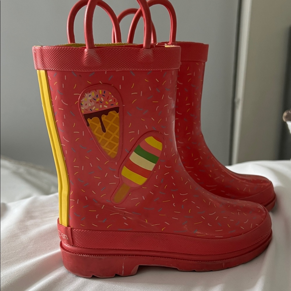 Cat & Jack Red Ice Cream Rain Boots
